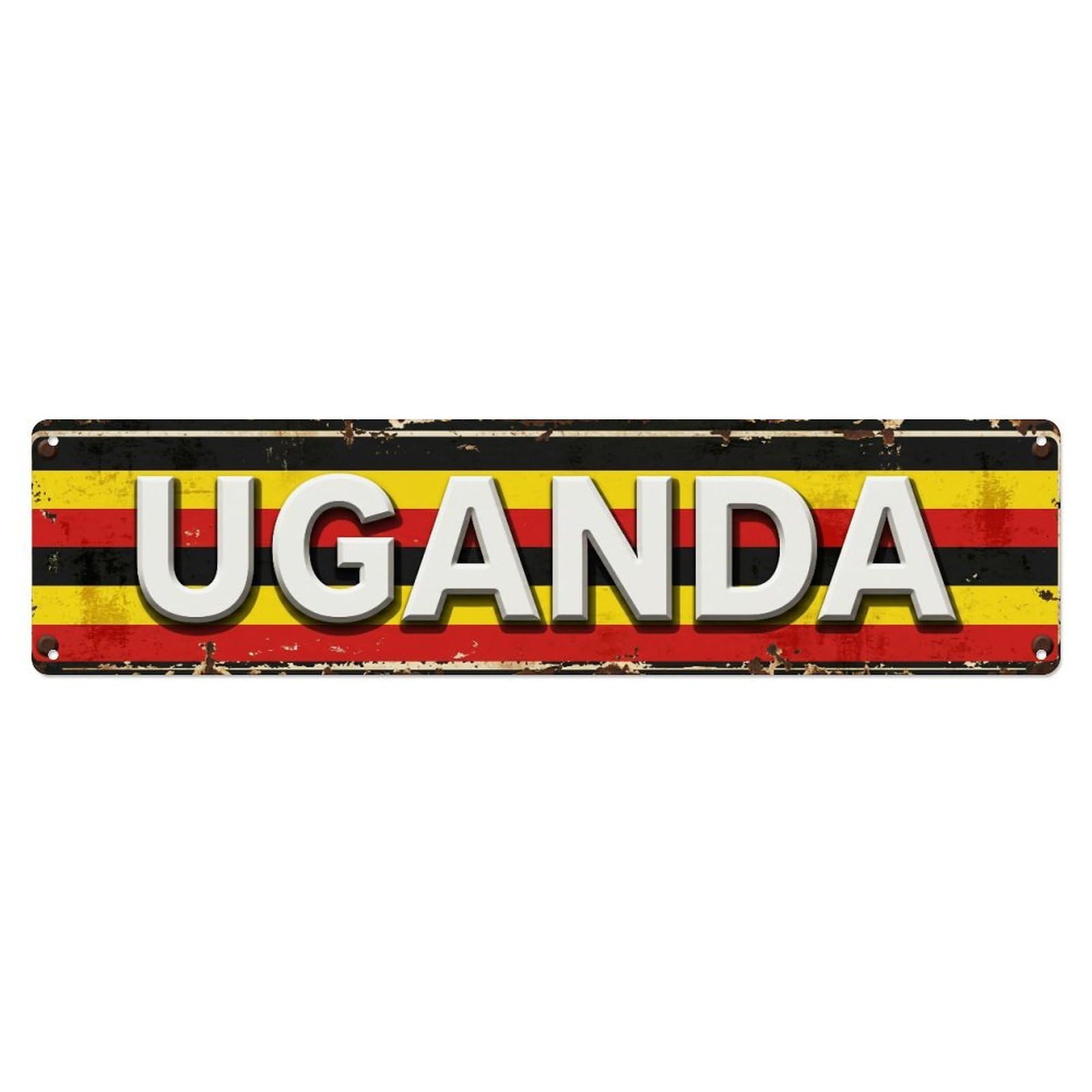 Metal Tin Sign Vintage Uganda Flag Pattern