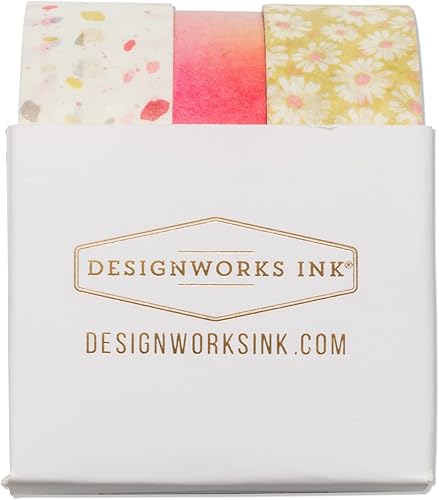 DesignWorks Ink Funky Washi - Juego de cintas decorativas de terrazo ancho, cinta Washi multicolor degradado arcoíris y cinta adhesiva decorativa