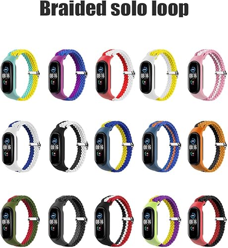 Miniatura 6 de EIHAIHIS Correa de nailon compatible con Xiaomi Mi Band 7Mi Band 6Mi Band 5Mi Band 4Mi Band 3, correa elástica trenzada ajustable Solo Loop para Mi