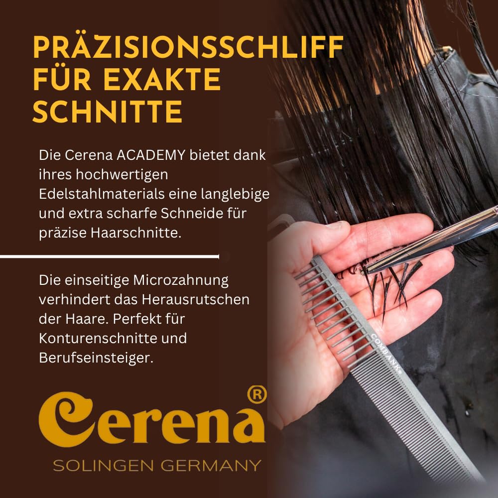 Cerena® – Friseurschere Academy aus Edelstahl mit einseitiger Mikroverzahnung – Haarschere Solingen, Haarschneideschere, 5,5" - 14 cm