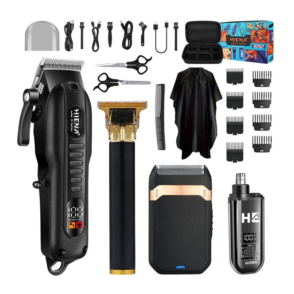 Rasoi Set di strumenti professionali da barbiere di fascia alta, trimmer completamente elettrico, parrucchiere ricaricabile, rasoio elettrico per peli del naso, rasoio da uomo