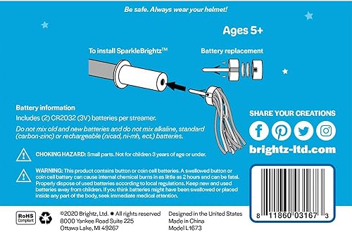 Miniatura 9 de Brightz SparkleBrightz - Serpentinas de bicicleta con luz LED, paquete de 2  Borlas de luz LED para bicicletas y scooters  Añade brillo y brillo a