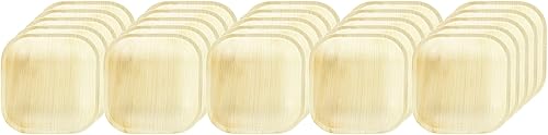 Miniatura 2 de Platos cuadrados de repostería ecológicos de hoja de palma (5 pulgadas), paquete de 25 unidades, naturales, desechables y ecológicos, perfectos para