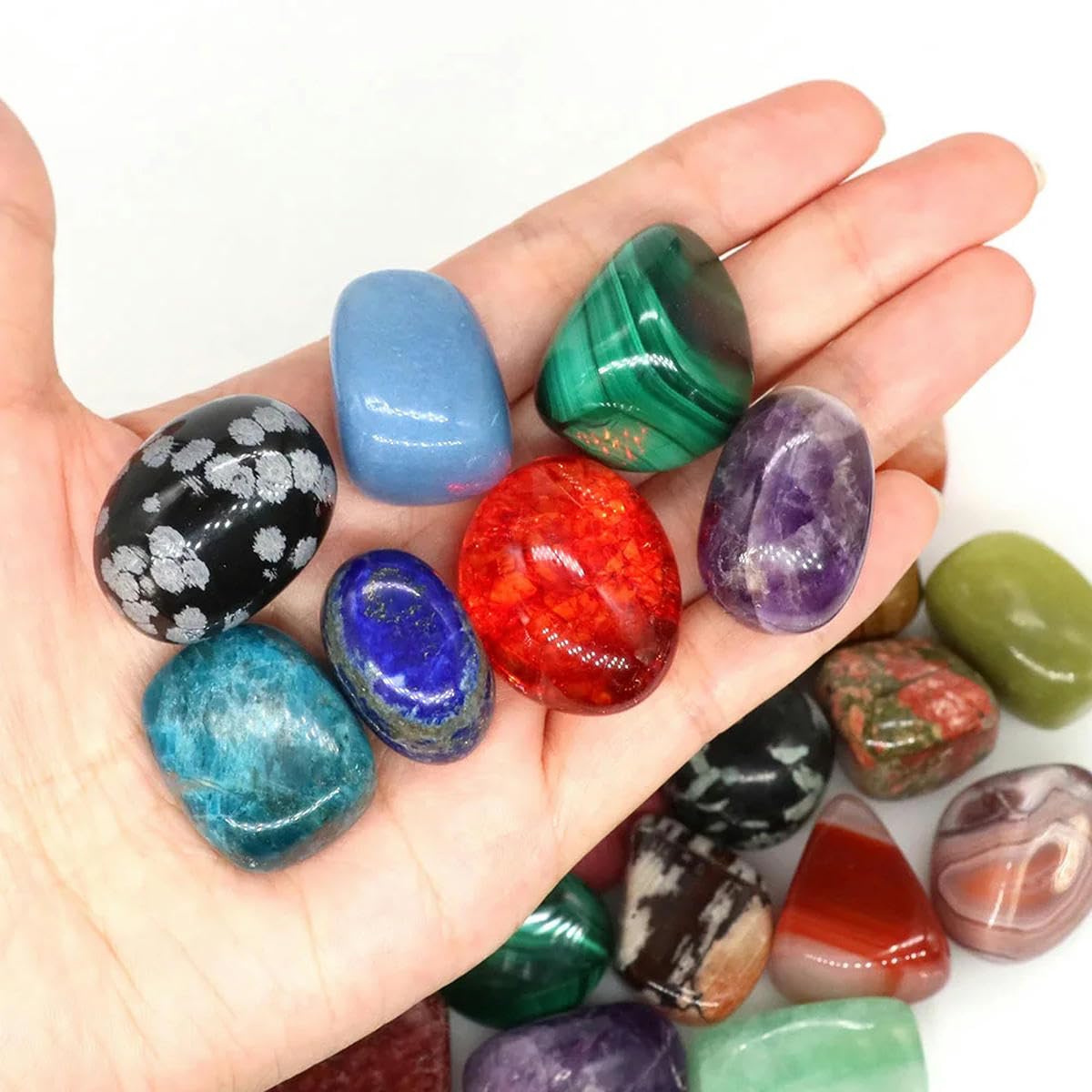 Piedras caídas naturales Mineral a granel Grava Espécimen Cristales curativos Cuarzo Gemas energéticas Mineral Acuario Jardín Hogar Ación-Encaje azul -500 g