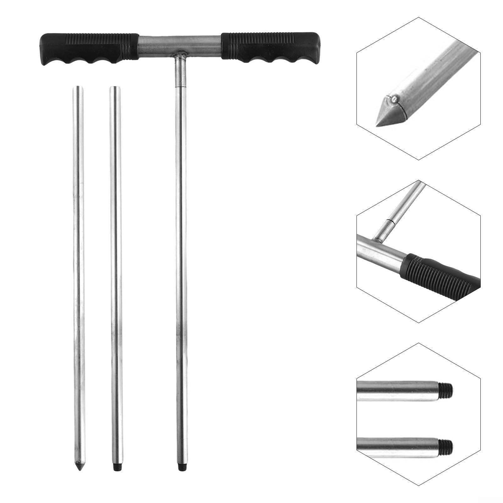 Asta per sonda in acciaio inossidabile, adatta per localizzazione di fosse settiche e giardinaggio, lunghezza regolabile da 81 cm a 120 cm