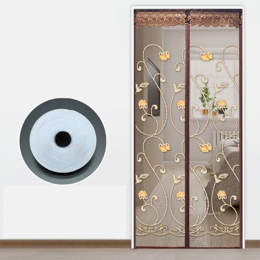 Home full frame velcro mosquito magnetic screen door,Summer screen door mesh bedroom high grade heavy duty mesh screen snap shut automatically-F 95x200cm(37x79inch)