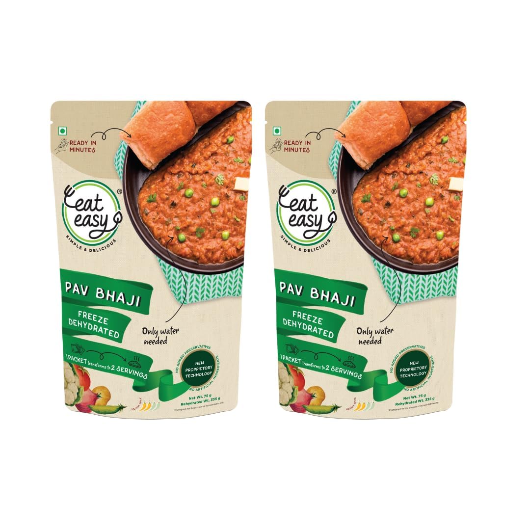 Eat Easy Ready To Eat Pav Bhaji, 65gm (Pack of 2) | Just Add Water and Cook | Instant Food for Travel Vegetarian | No Preservatives | No Added Artificial Colours & Flavours | Healthy Travel Pack-picture-19