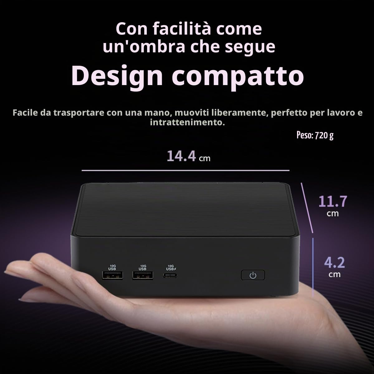 NUC 16 Pro Mini PC: Intel Core Ultra 5 325, Intel Arc Graphics, Dual M.2 PCIe SSD, Quad 4K, Dual 2.5G LAN, Wi-Fi 7, nero, per aziende e creazione di contenuti (Barebone System)