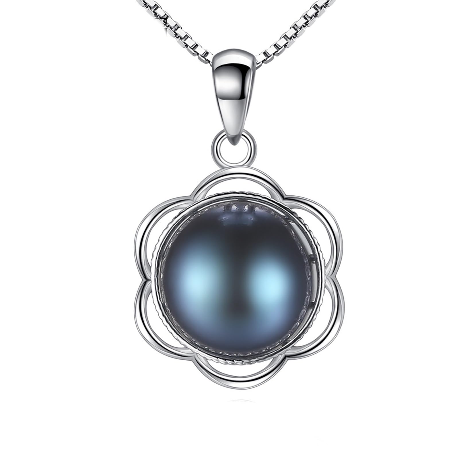 Collier argent 925 fleur pendentif perle hypoallergénique - 6
