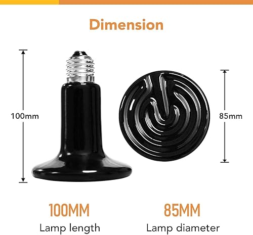 Miniatura 4 de Simple Deluxe Bombilla de calor de reptil de 150 W emisor de calor de cerámica sin emisión de luz calentador de cocina para mascotas anfibias e