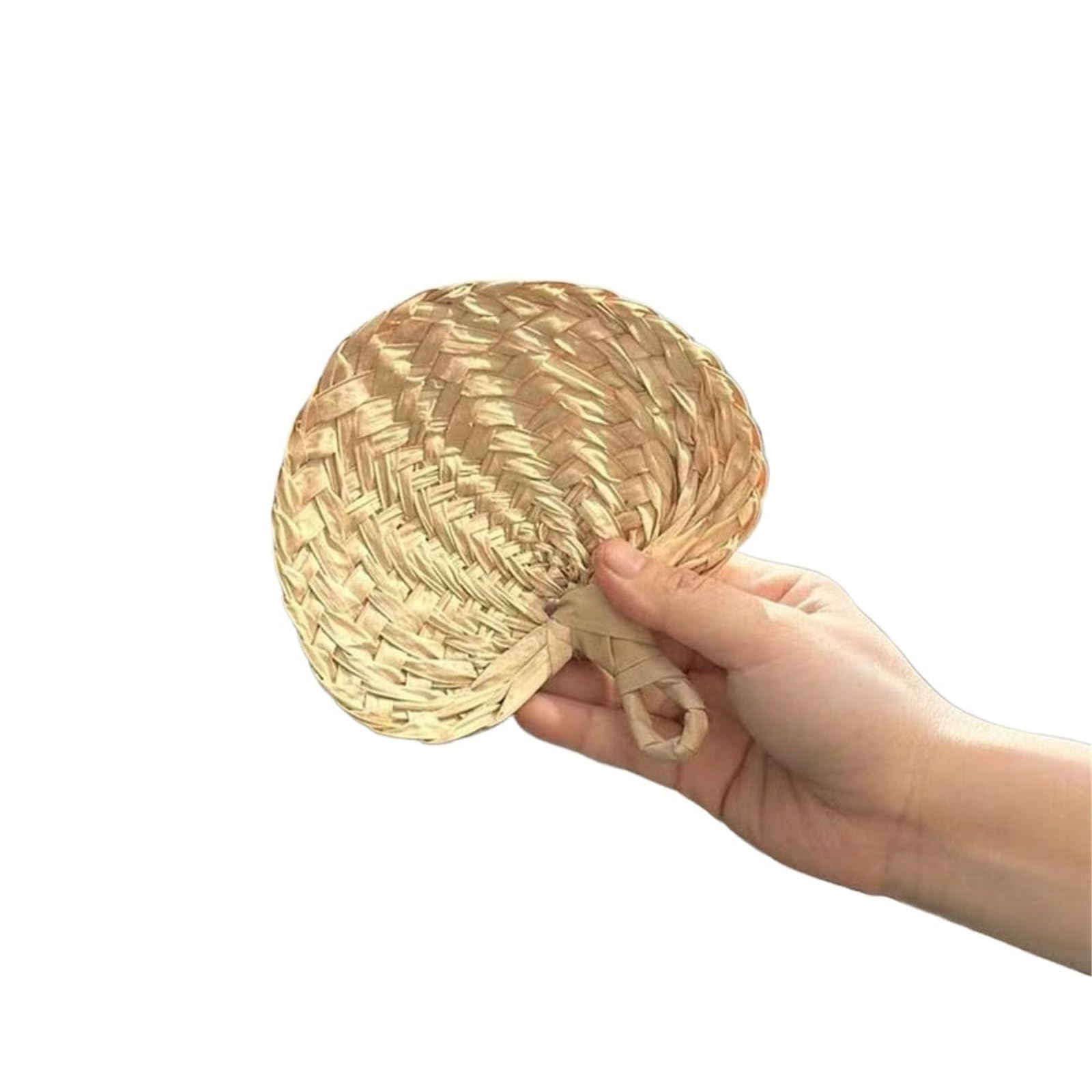 VOPLIVAT Woven Hand Fan, Heart Shaped Summer DIY Handwoven Straw Bamboo Fan for Parties Outdoor Decor 12-15x32-38cm(12-15cm)