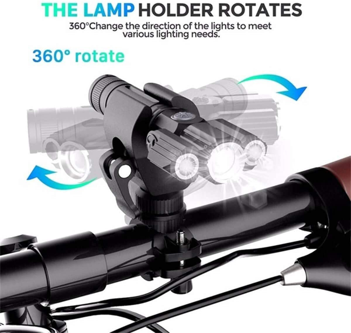 Conjunto de luz de bicicleta, luces de ciclo 4 modos 3 luces frontales LED y conjuntos de espalda 2200mAh USB Luces de bicicletas recargables USB Faros impermeables Se adapta a todas las bicicletas