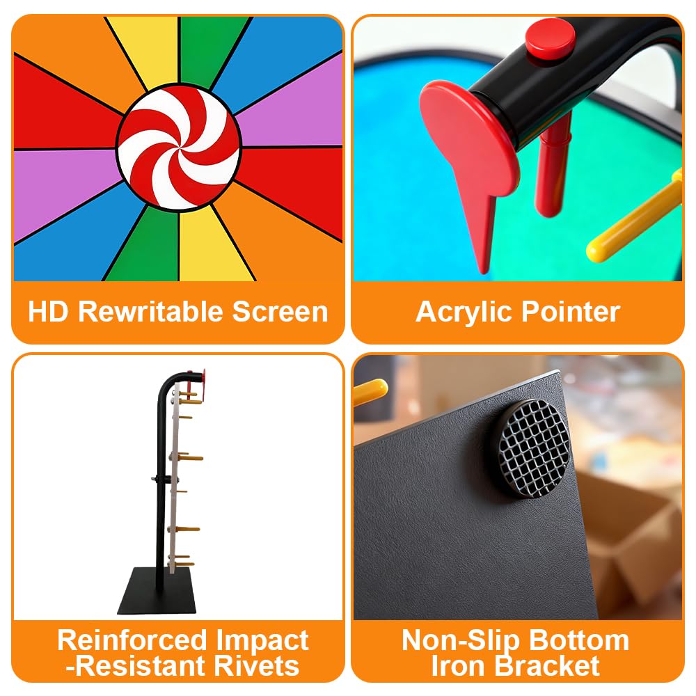 Glücksrad zum Drehen, 30cm Tisch-Roulette-Spinner, 12 Slots Gluecksrad Gluecksrad mit Non-Slip Feet, Wiederverwendbar Glücksrad zum Selbstgestalten für Lotteriespiele, Wortspiele, Party