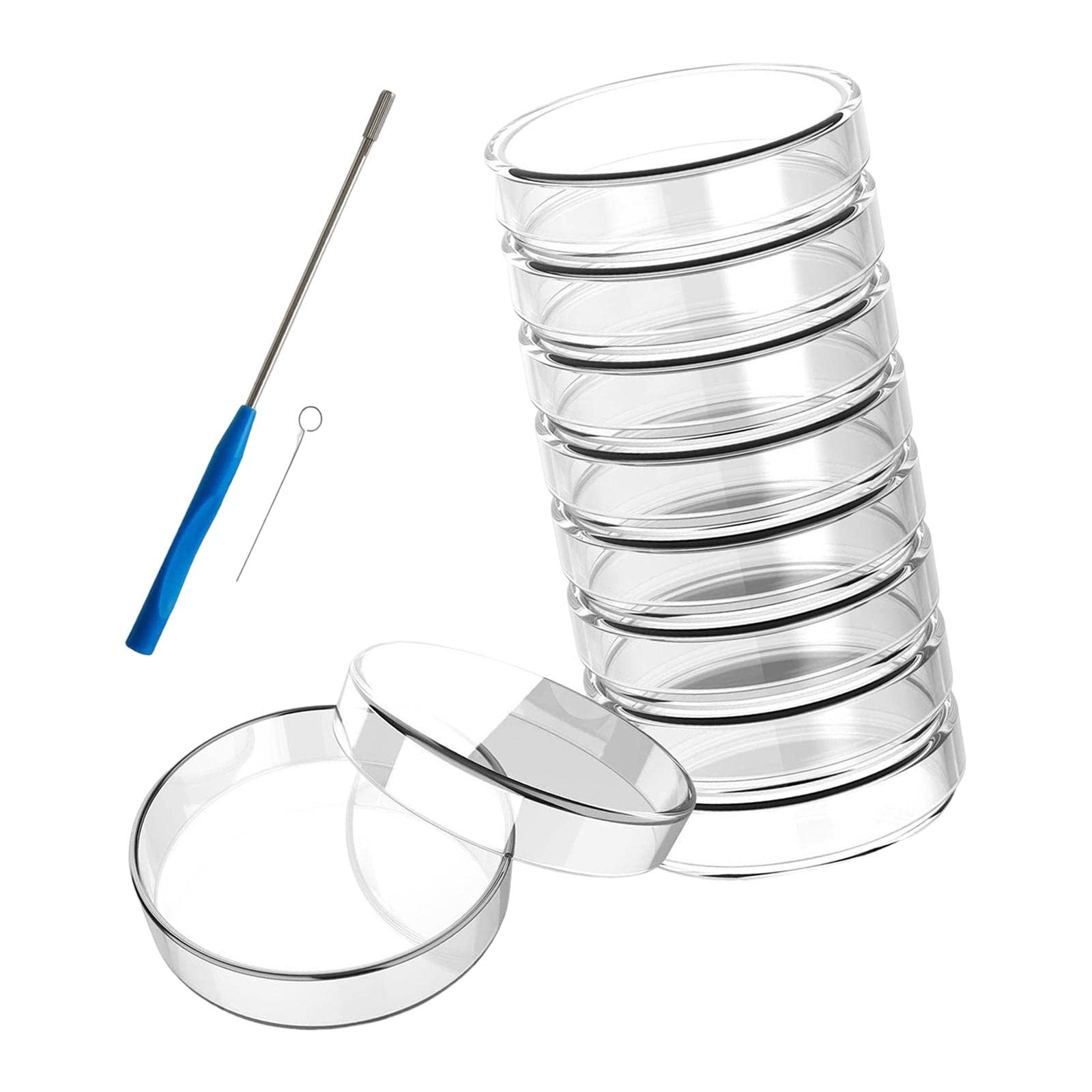 10 piastre di Petri in vetro, riutilizzabili, facili da pulire, per accessori, 60 mm, trasparenti, Trasparente, 100 mm, 100 mm, come descrizione