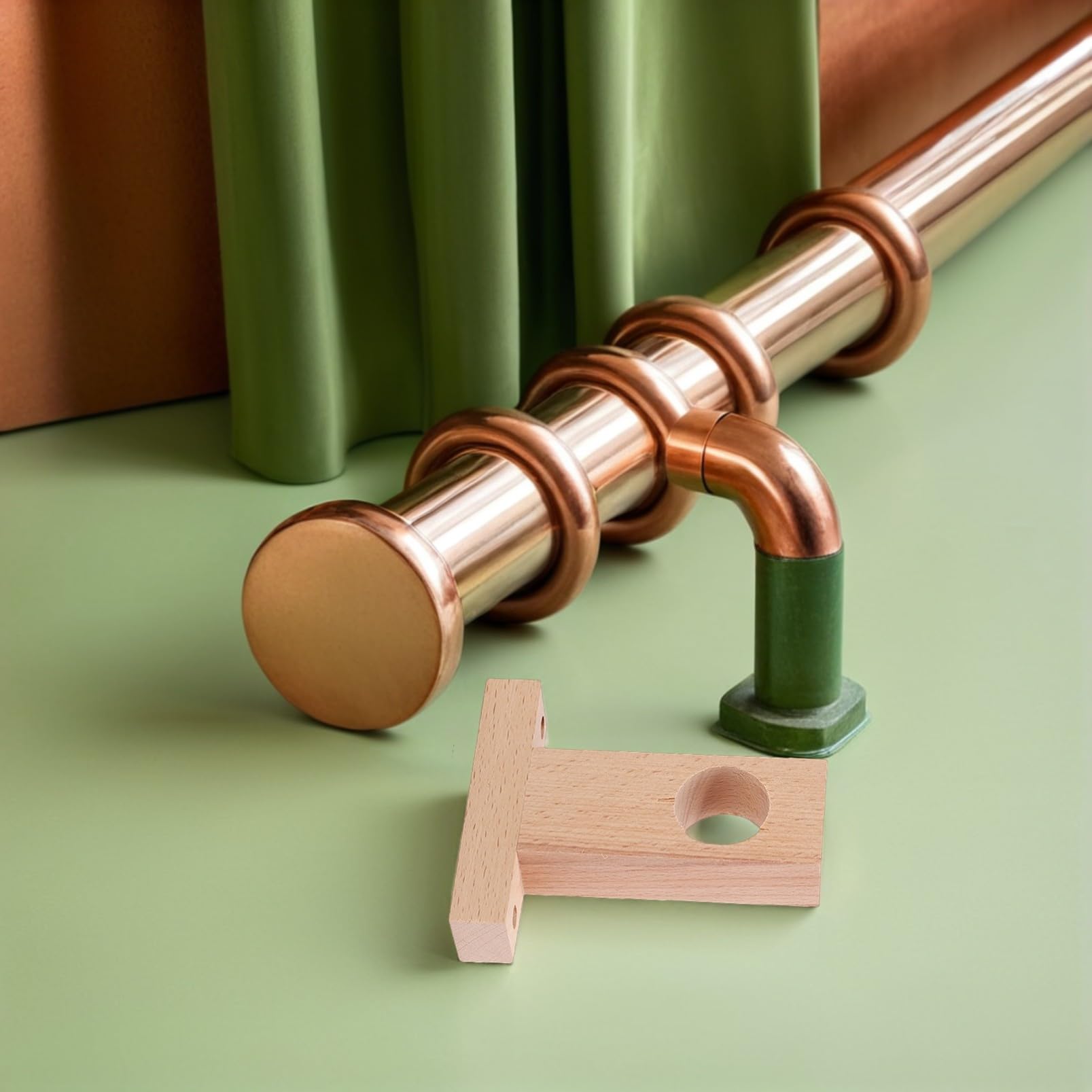 Supporto Resistente per Materiale Bastone 4 Pezzi e in Tende Moderno Sintetico Beige, Design Semplice, Antiscivolo, per Ufficio e Soggiorno