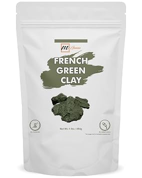 French Green Clay Powder 1 LBS / 454 GMS | Illite Montmorillonite Clay for Facial Masks, Creams, Soft Peels and Scrubs, and Soap Making