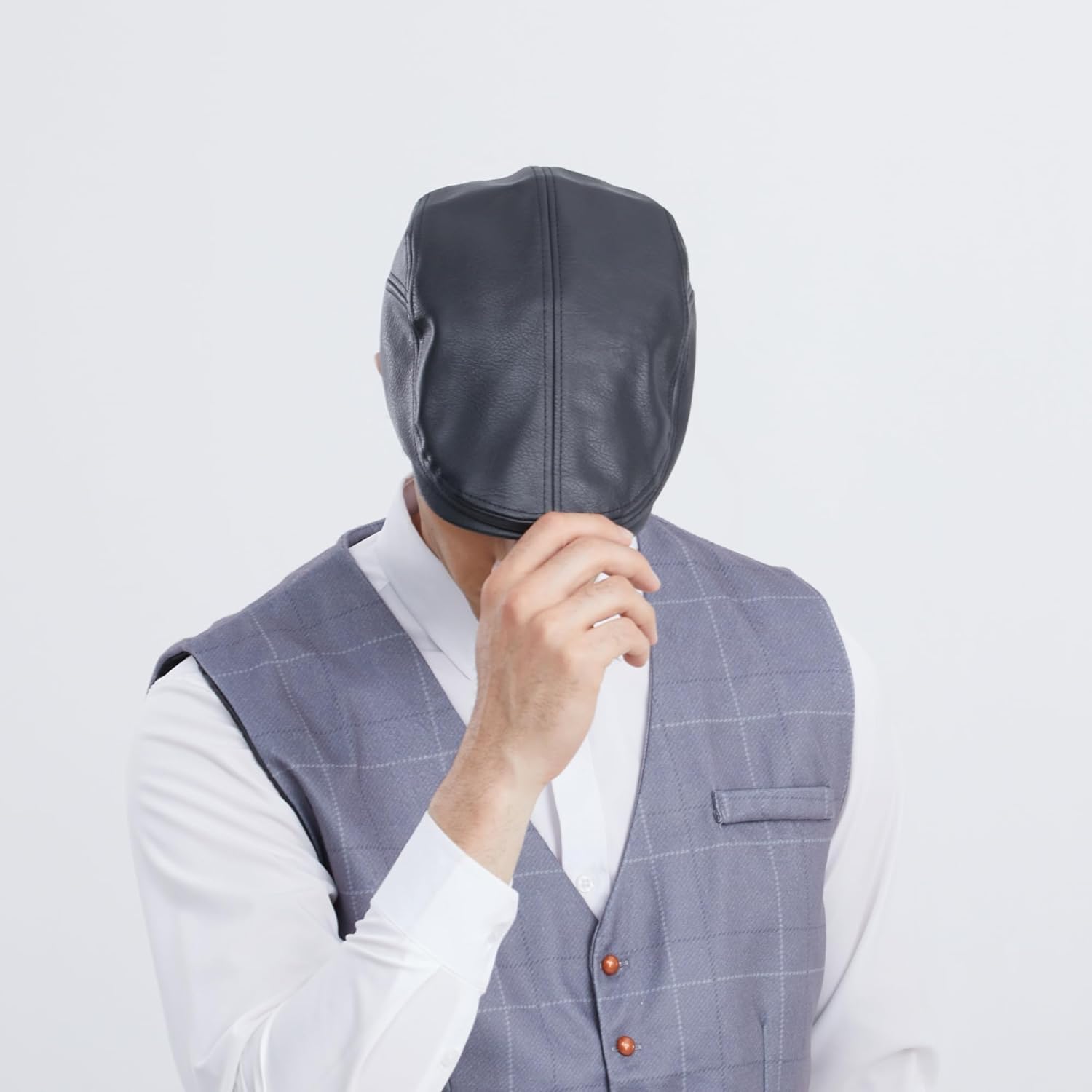 Mens Ivy Cap PU Leather Newsboy Hat Adjustable Beret Caps Classic Golf Flat Cap Gatsby Driving Fishing Hat - Image 4