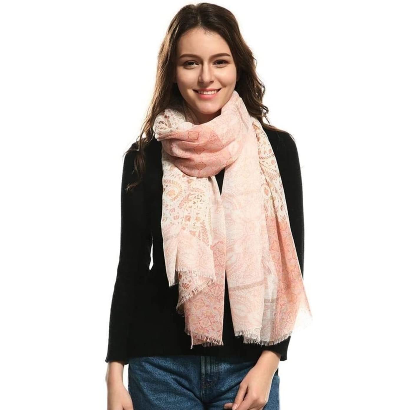 Sciarpa Invernale Sciarpa da Donna Scialle Avvolgente Protezione Solare Calda Modello con Stampa Dorata Regalo per Donna Sciarpa Scialle(B)