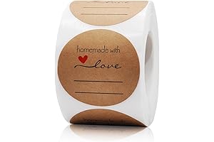 Kraft 2" Homemade with Love Stickers Labels for Mason Jars, 500 Pack