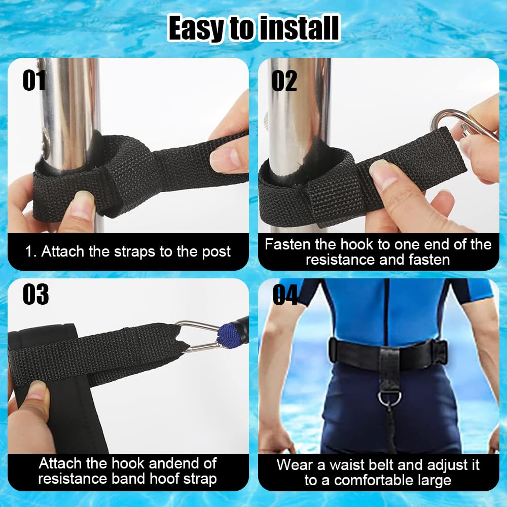 Ceinture De Résistance Natation Mizikuu – élastique 4-12 M Réglable, Pour Adultes Et Enfants (dès 7 Ans)