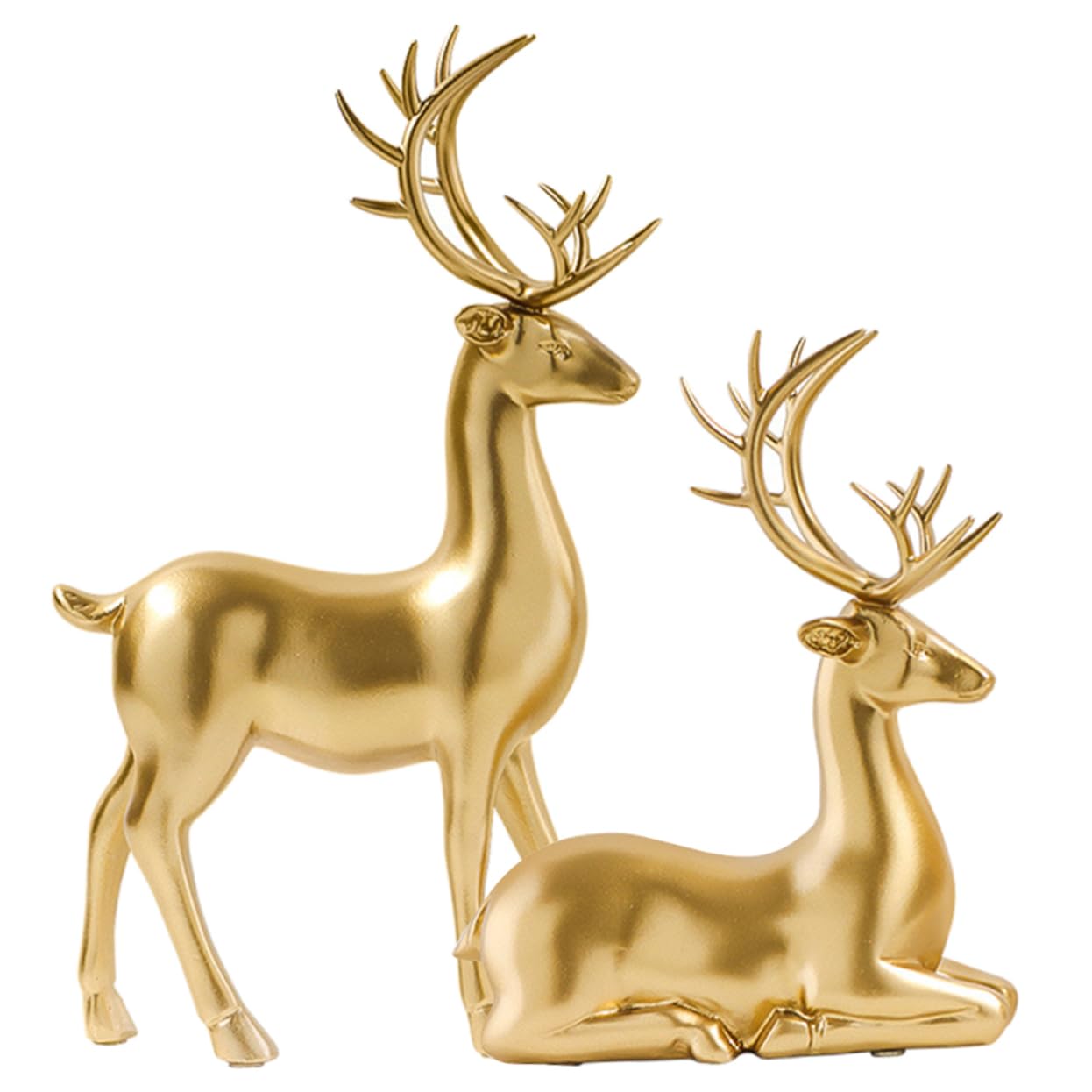 Yardenfun 2 Piezas Adornos De Alce De Resina Decoraciones De Mesa De Renos Decoración De Renos Dorados Estatuillas De Ciervos De Navidad Figuritas De Renos De Navidad Adorno De Reno Golden