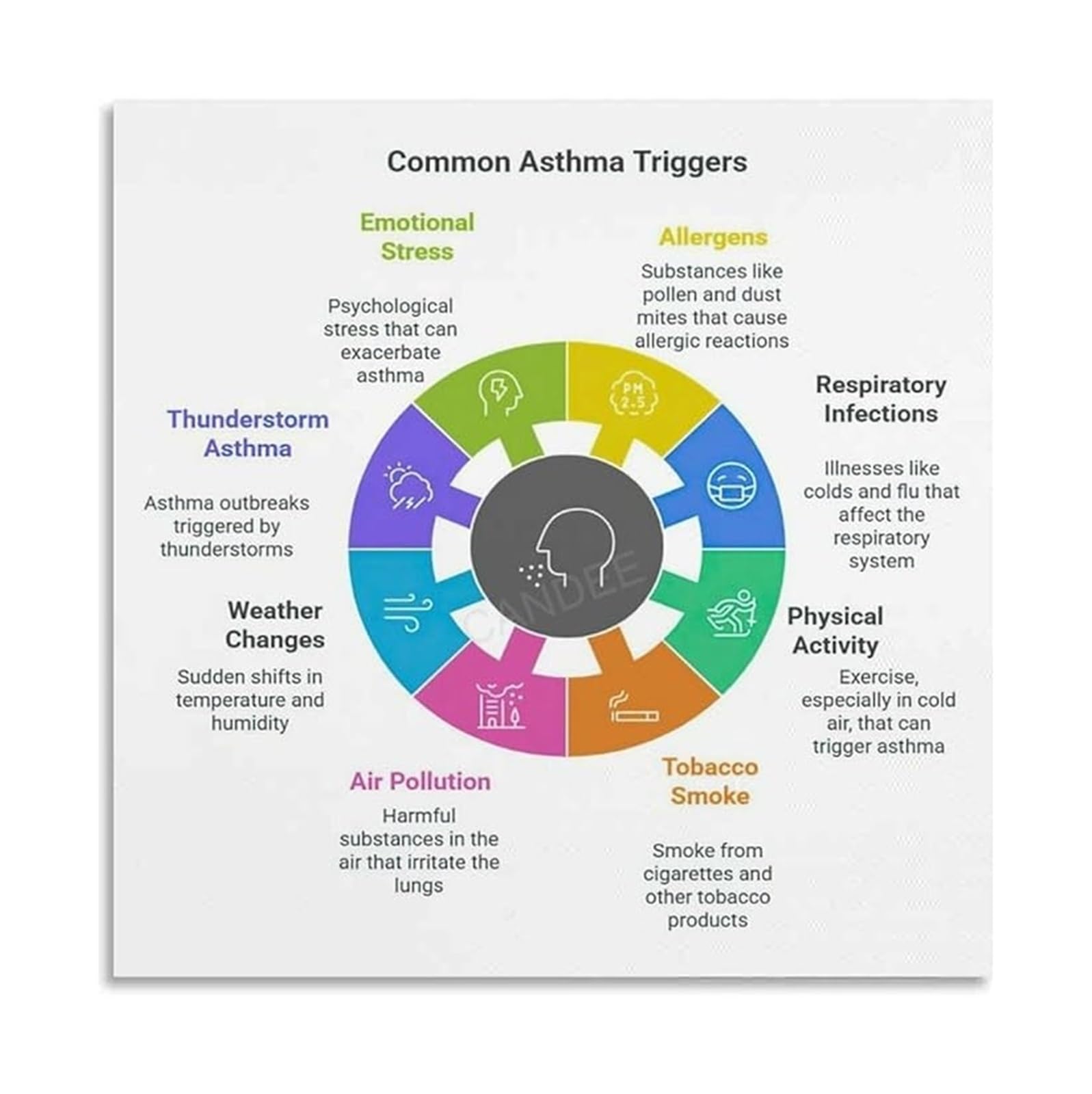 FOPURE Asthma Health Guide Poster - Triggers & Symptoms Awareness Chart for Clinic, Nurse's Office, Bedroom Decor(Unframed,16x24inch(40x60cm))