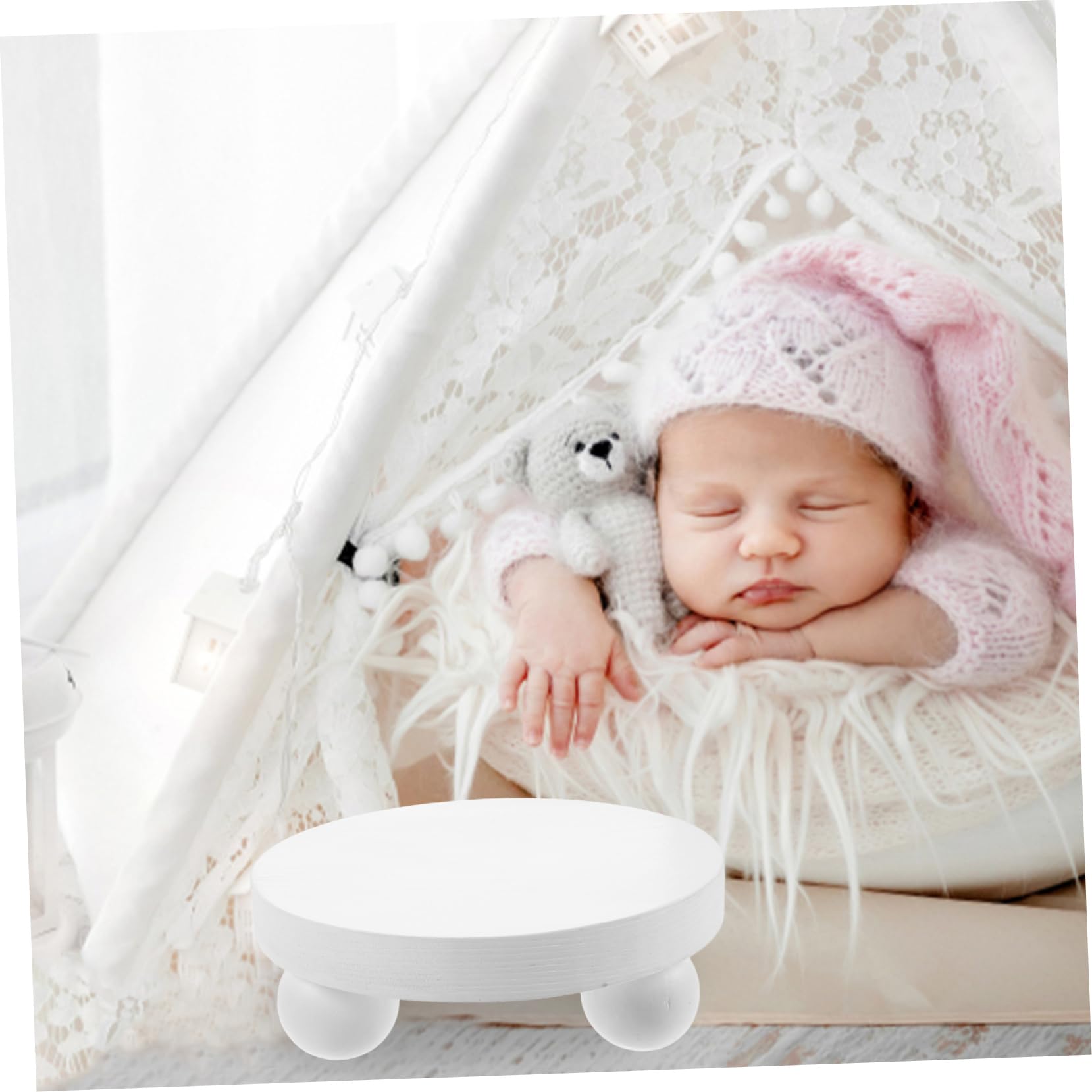 Hemobllo Tabouret De Photographie en Bois Poli À La Main Petit Tabouret Rond Décoratif pour Plantes pour Garçons Et Filles
