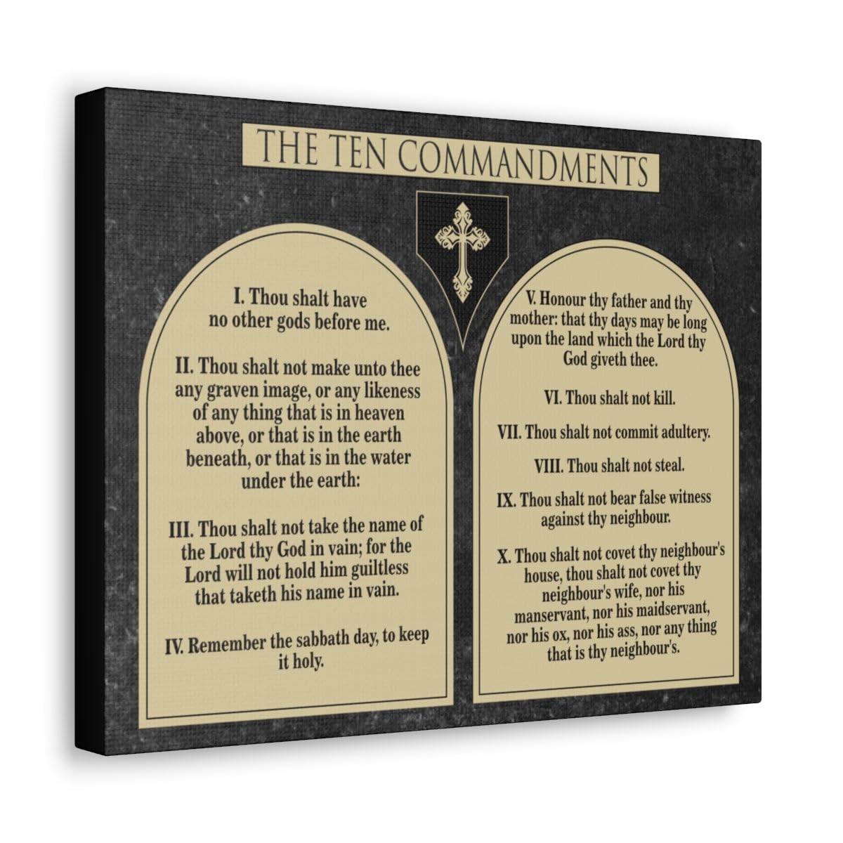 Tableau Les Dix Commandments en bois decoration murale chretienne