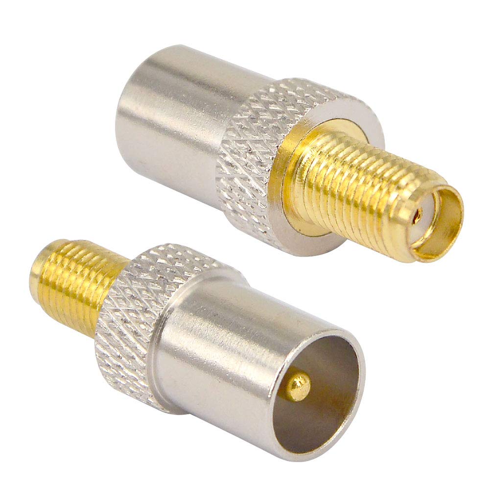 onelinkmore SMA Female to TV PAL Male Coax Antenna Jack TV Aerial Satellite Antenna RF Coaxial Connector Adapter Pack of 2