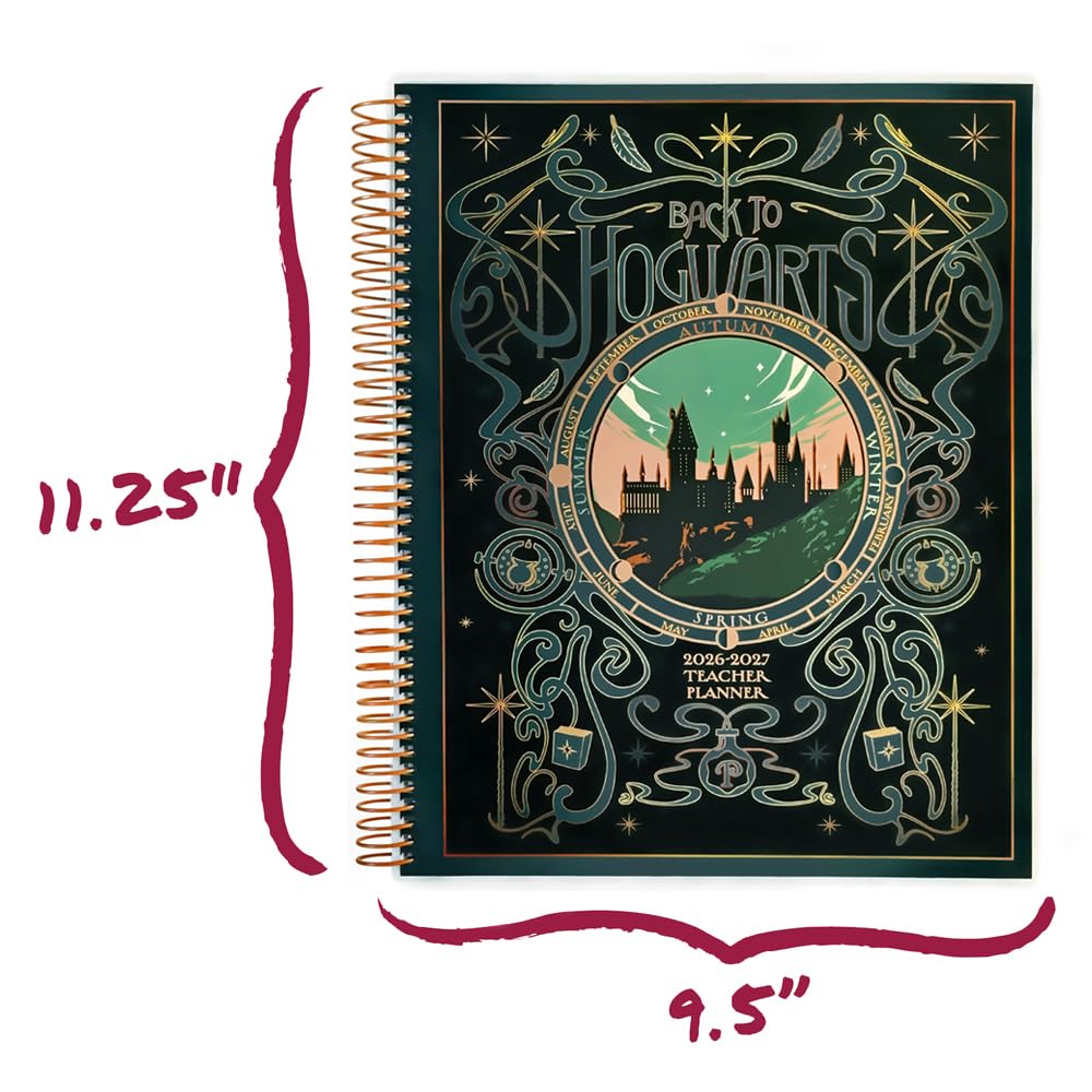 ConQuest Journals 2026-2027 Harry Potter Hogwarts, organizador académico de julio a junio, calendarios mensuales y semanales, listas de verificación, contactos y listas de estudiantes, 11.25 x 9.5
