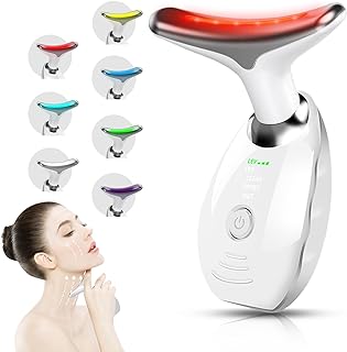 Masajeador facial y cuello de 7 colores para el cuidado de la piel, herramienta facial multifuncional con diseño antideslizante, blanco