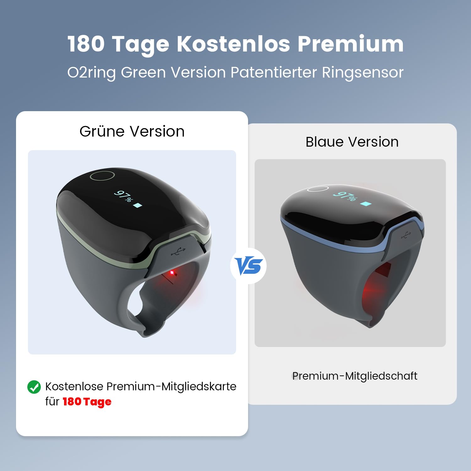 ViATOM O2ring Bluetooth Oximeter, Pulsoximeter Fingertip für kontinuierliche Überwachung nachts, Schlafoximeter zur Messung von SpO2 & Herzfrequenz (Erweiterte Funktionen)