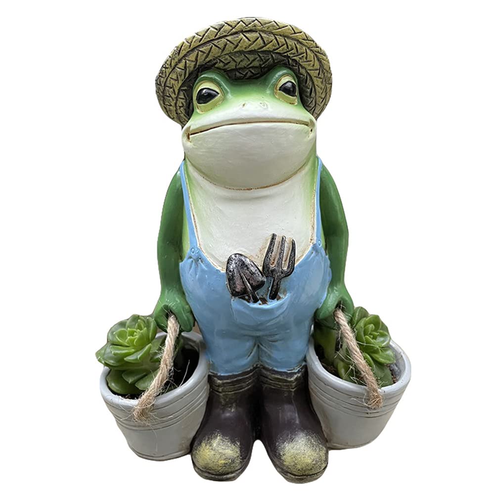 Grenouille figurine décorative en résine peinte pour paysage de jardin