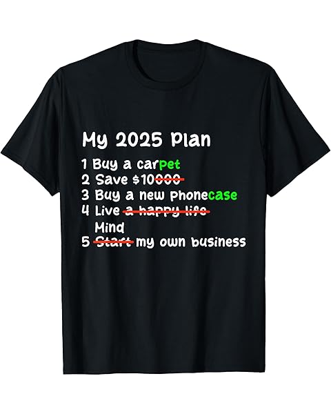 Funny 2025 Plans Quote Sarcastic New Year Goals Humor T-Shirt