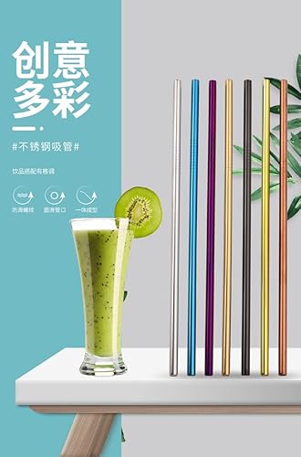 Miniatura 6 de Pajitas rectas de metal reutilizables azules, 100 unidades a granel (8.5 pulgadas de largo, azul-100 piezas rectas)