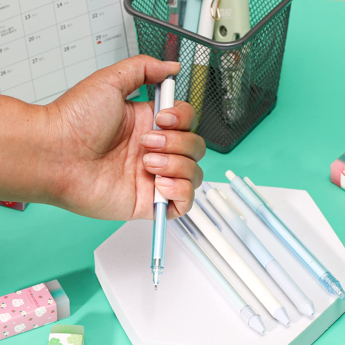 Stylos à Bille Noirs - Lot De 5, Stylos Rétractables Poche, Pointe Fine, Écriture Fluide, Idéal Bureau Ou Cadeau