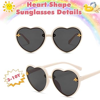 Occhiali Da Sole Bambina A Forma Di Cuore - 2 Pezzi, UV400, Design Ape, Per Età 3-12 Anni - Foto 7