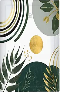 Decorative Light Switch Cover Plate Boho Green Leaves Bohemian Gold Sun 1 Gang No Device Single Blank Outlet Covers Wall Plate Cover Switchplate Electrical Faceplate