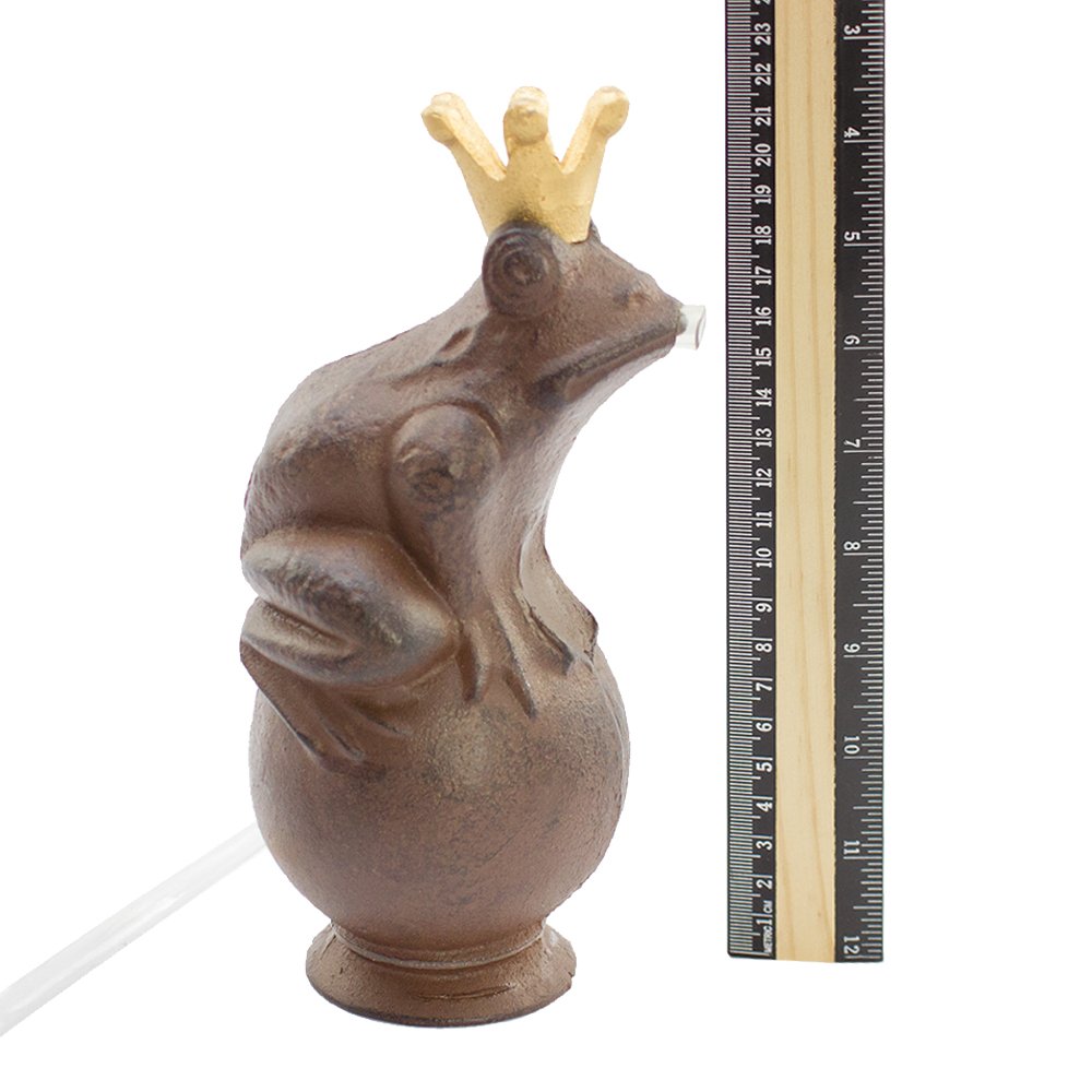 com-four® Figura de Fuente de Hierro Fundido Frog Prince con diseño de Rana con Corona de Oro con Bomba de 2.5