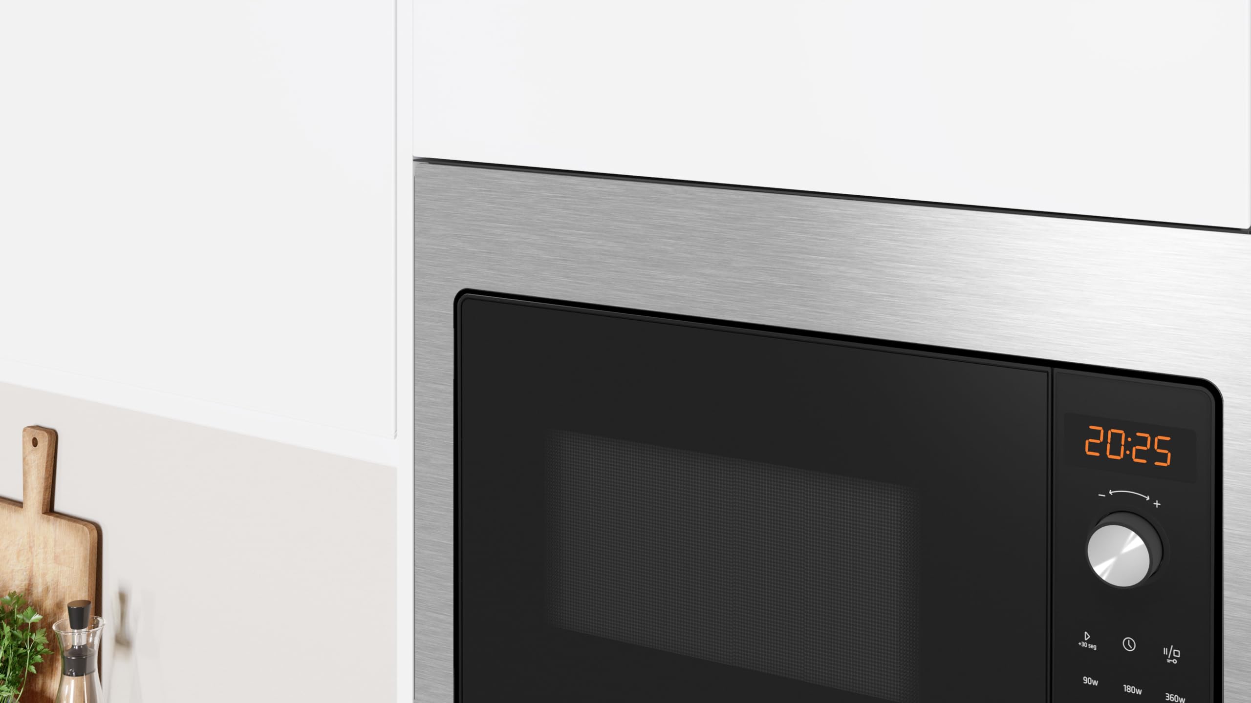 Balay 3CG5142X3 Mikrowelle integrierbar, Grill, 50 x 38 cm, 800 W, 20 l, elektronische Uhr, Ap. Seite links, Edelstahl