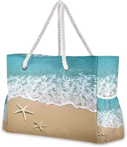 Bolsas de playa para mujer, diseño de estrella de mar, bolsa grande de playa, bolsa de hombro para piscina, bolso