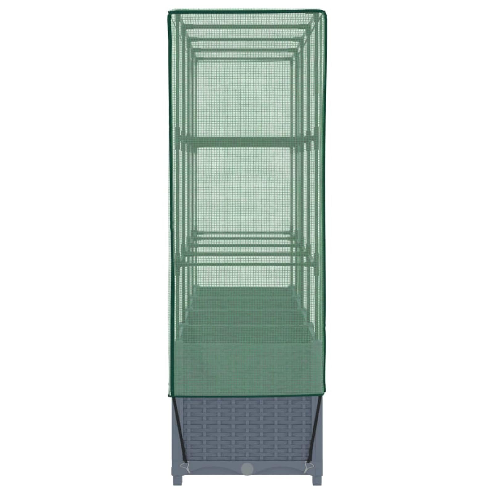 Homgoday Hochbeet mit Gewächshaus-Aufsatz Pflanzkasten Gemüsebeet Blumenbeet Blumenkasten Gartenbeet Pflanzbeet Frühbeet für Balkon Garten Terrasse Rattan-Optik 160x40x138 cm Dunkelgrau