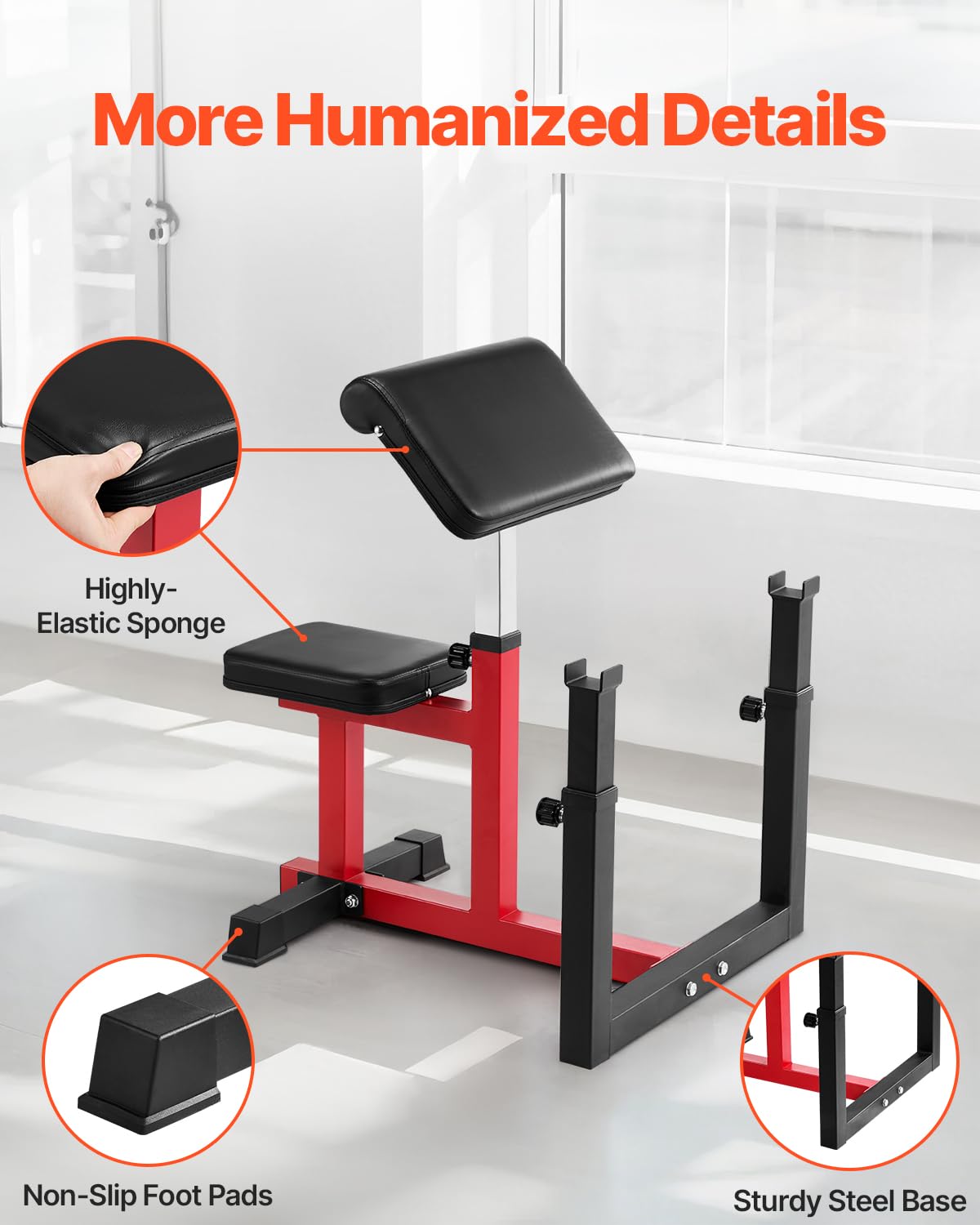 VEVOR Banco de Pesas con Extensión de Piernas, Bancos de Entrenamiento de Fuerza, Carga Máxima de 200 kg, para Gimnasio en Casa, Estación de Bíceps con Mancuernas y Barra Aislada, Negro+Rojo