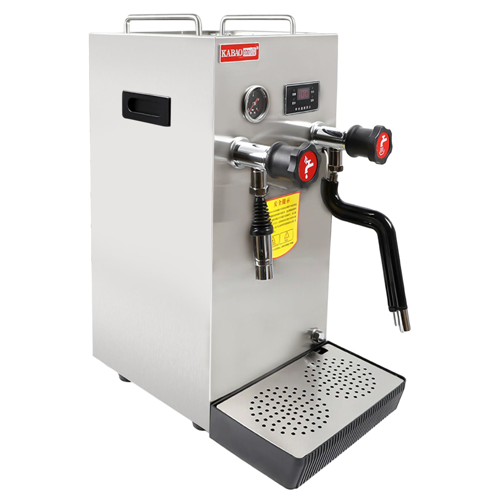 Commercial Steam Milk Foam Machine, Double Boiler Milk Frother Steamer with LED Display, 2.1Gal/8L Stainless Steel Boiling Water Frothing Machine 110V Electric Milk Foam Maker for Dessert Shop