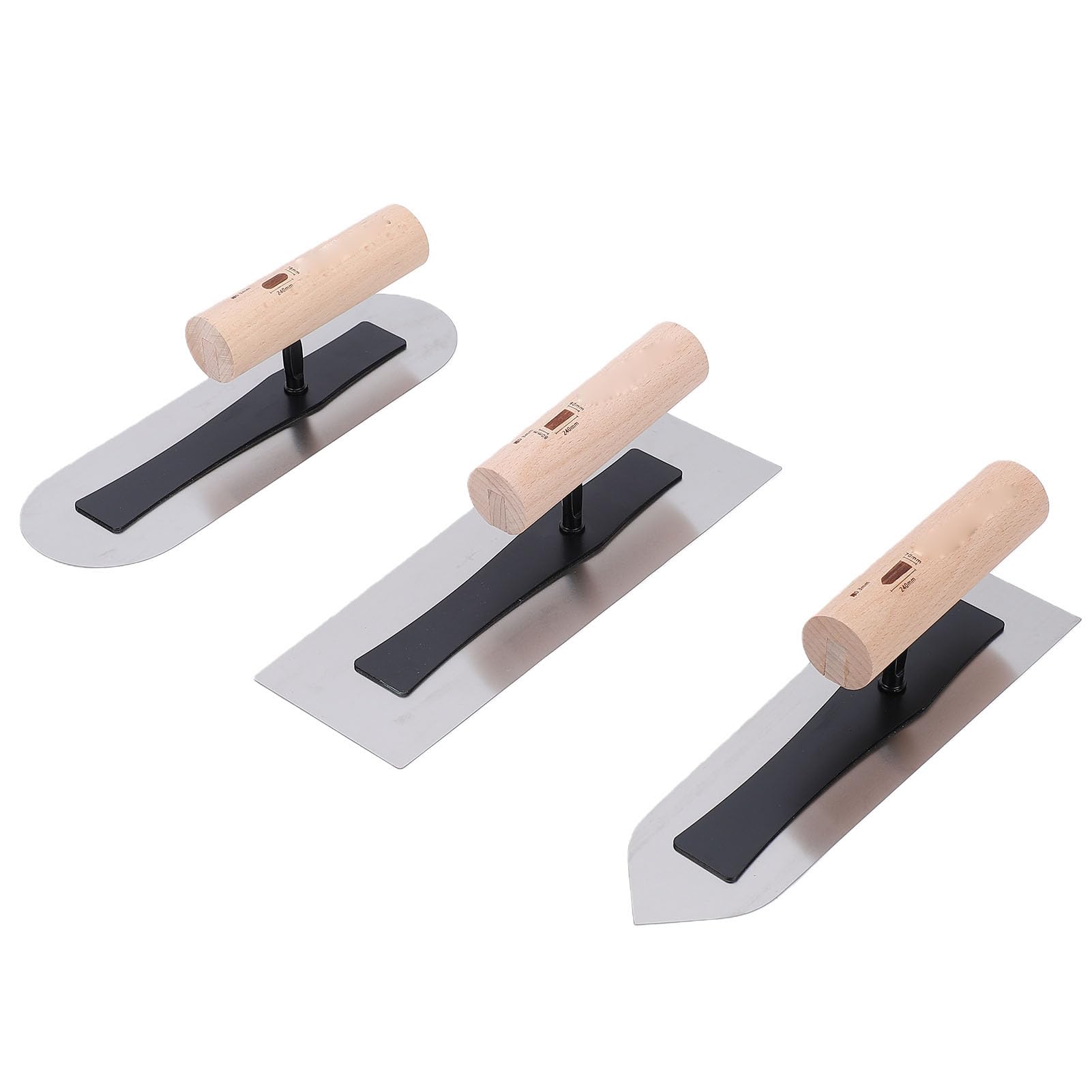 Fockety Set di 3 Spatole per Intonaco, 3 Spatole per Cartongesso con Manico in Legno, Attrezzi per Intonacatura Manuale in Acciaio Inossidabile Lucidato per Riparazioni di Cartongesso e