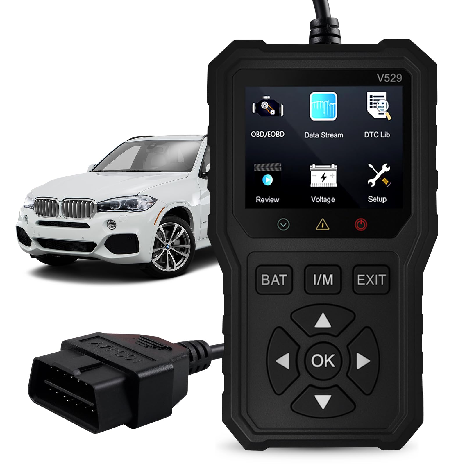 V529 OBD2 profesjonalne urządzenie diagnostyczne do samochodu, z czytnikiem kodów błędów, OBD do wszystkich pojazdów, urządzenie diagnostyczne z wyświetlaczem danych na żywo i resetem silnika