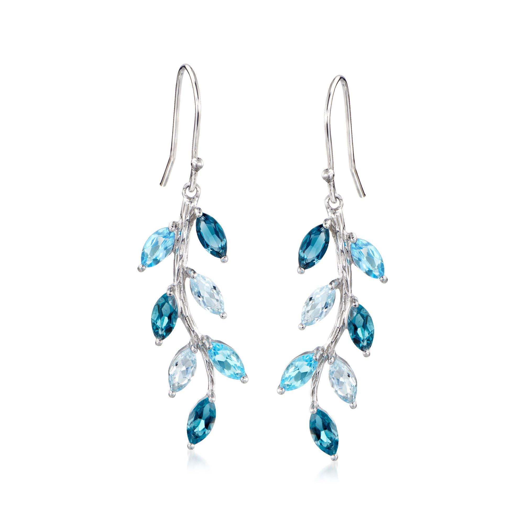 3.90 ct. t.w. Tonal Blue Topaz Vine Drop Earrings in Sterling Silver