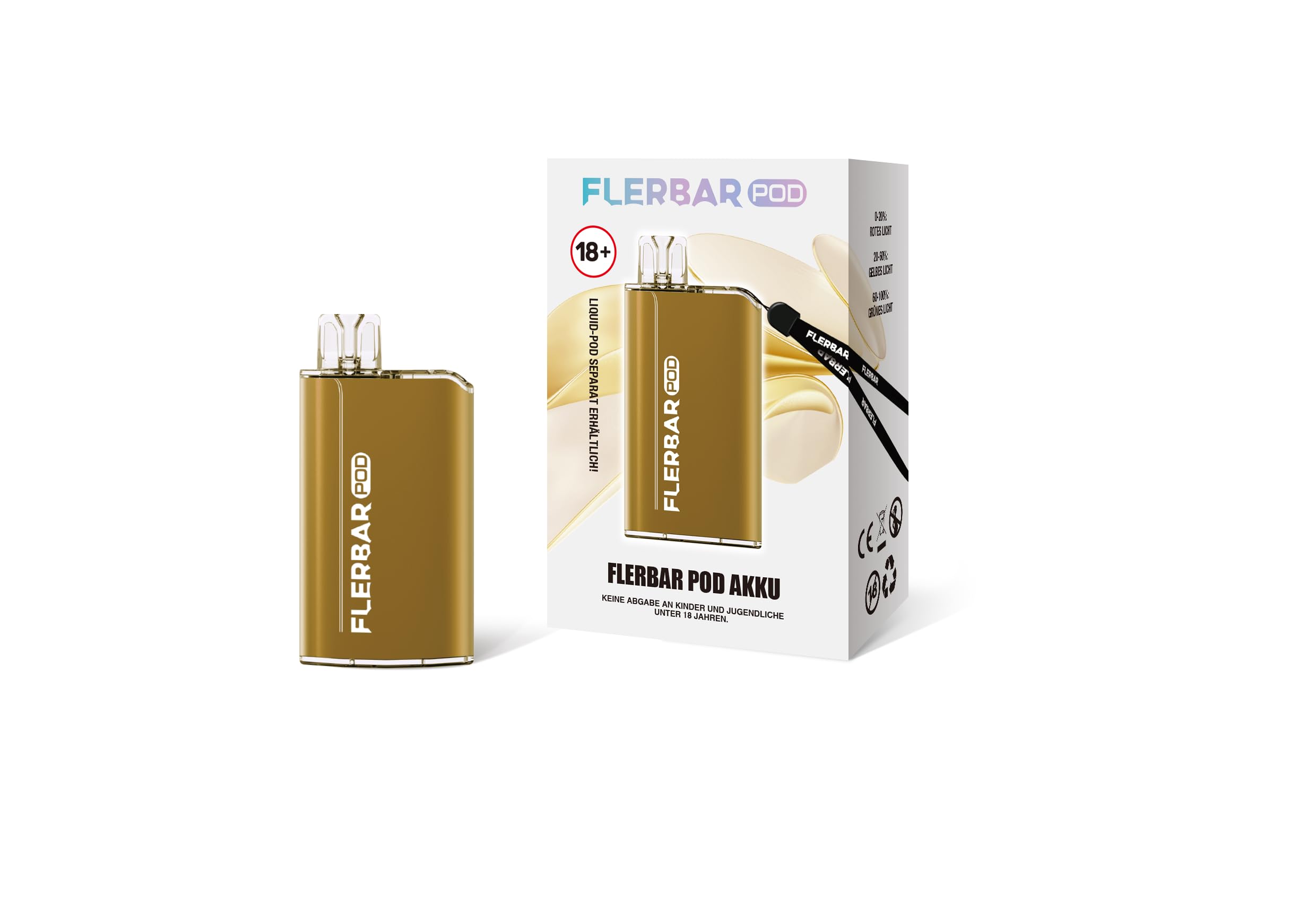 Flerbar Pod Mod, Pod Akkutrger, nachfllbares elektronisches Zigaretten  Basisgert, E-Zigarette Pod System mit 500mAh Pod Akku, USB-C Anschluss,  Akku-Anzeige - Gold: Amazon.de: Elektronik & Foto