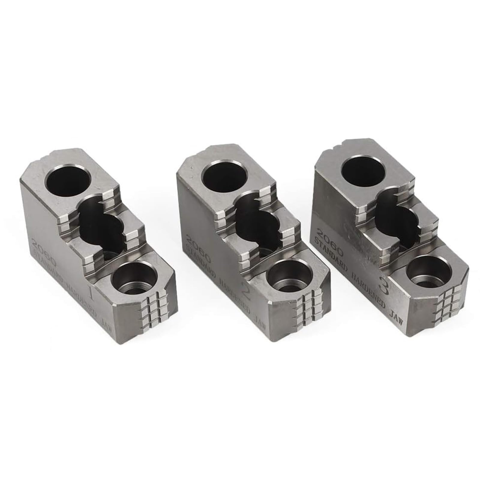 Accesorios de torno de 12 pulgadas con 3 mandíbulas hidráulicas dentadas de acero 20CrMnTi