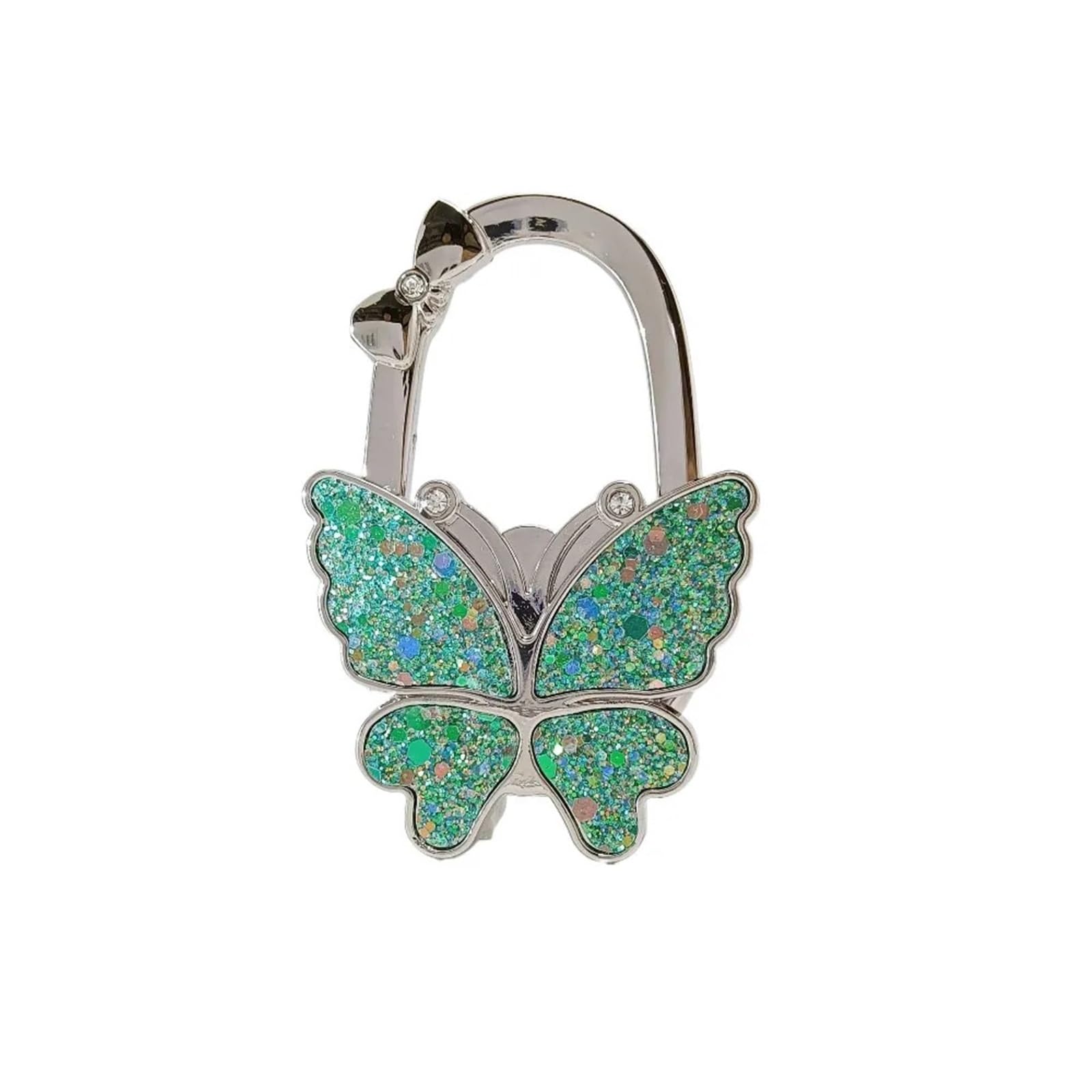 LCKKJHG 2pcs Pretty Butterfly Handbag Hook for Women Foldable Creative Purse Portable Table Hanger(Green)